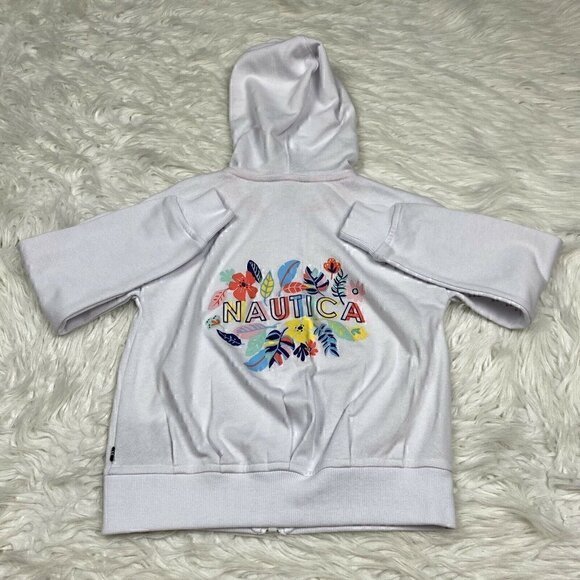 New NAUTICA Girls Full Zip Floral Hoodie Sweatshirt Size 6 Front Pockets School - Picture 1 of 10